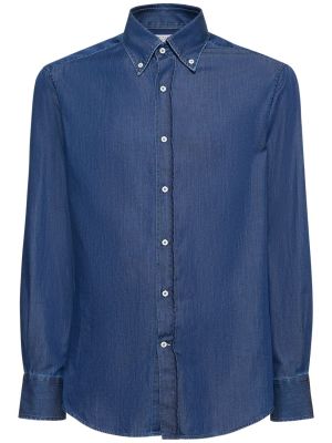 Camicia jeans di cotone Brunello Cucinelli blu