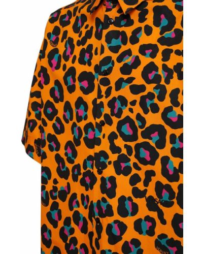 Bavlnená košeľa s potlačou s leopardím vzorom Versace oranžová