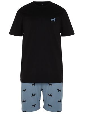 Pletena pidžama s printom Trendyol plava