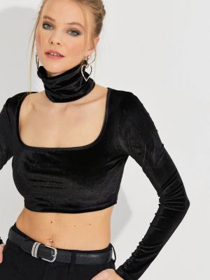 Кадифена блуза Cool & Sexy черно