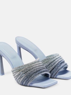 Papuci tip mules din satin de cristal Simkhai albastru