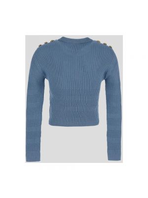 Dzianinowy sweter w paski Balmain niebieski