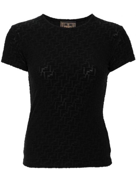 Žakárové tričko Fendi Pre-owned černé