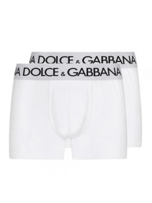 Białe bokserki bawełniane z nadrukiem Dolce And Gabbana