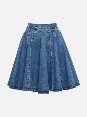 Plisované džínová sukně s vysokým pasem Alaã¯a modré