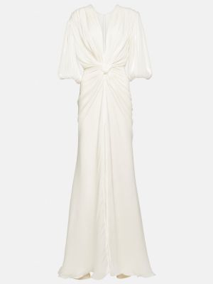 Sukienka długa z dekoltem w serek Costarellos biała