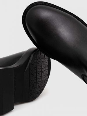 Kozačky na podpatku na plochém podpatku Calvin Klein černé