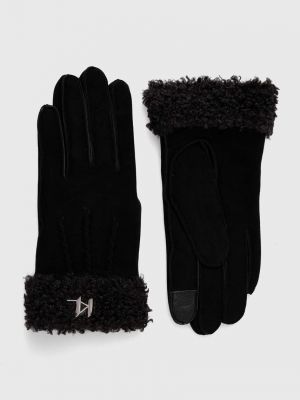 Rękawiczki zamszowe Karl Lagerfeld czarne