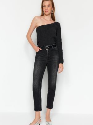 Jeansy skinny z wysoką talią slim fit Trendyol czarne
