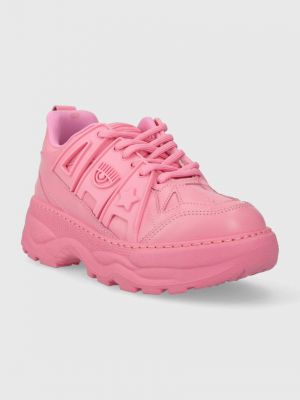 Sneakersy skórzane Chiara Ferragni różowe