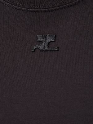 T-shirt di cotone in jersey Courrèges grigio