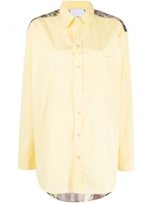 Памучна копринена риза с принт Erika Cavallini жълто