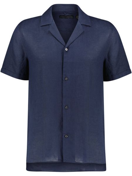 Льняная рубашка с коротким рукавом Drykorn синяя