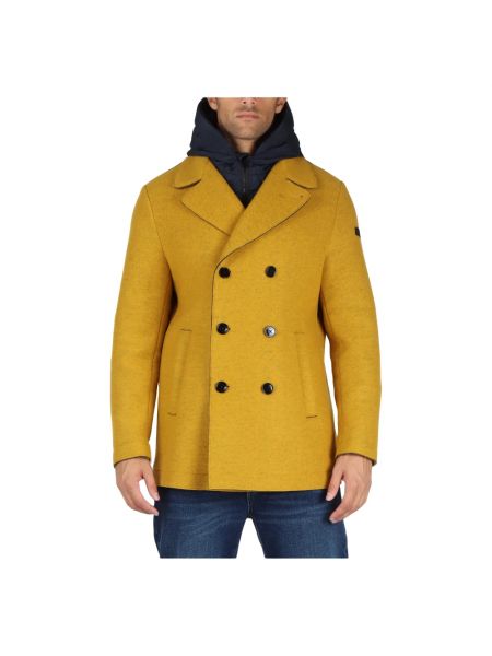 Płaszcz wełniany z kapturem Distretto12 żółty
