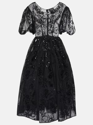 Μάξι φόρεμα από τούλι Simone Rocha μαύρο