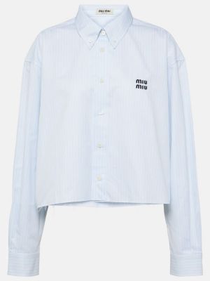 Памучна риза на райета Miu Miu синьо