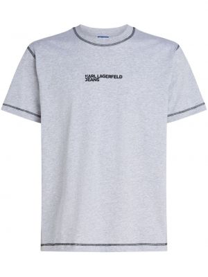 Kokvilnas t-krekls ar izšuvumiem Karl Lagerfeld Jeans pelēks