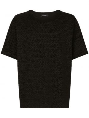 Памучна тениска с принт Dolce & Gabbana черно