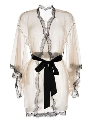 Sznurówka z paskiem przezroczysta sukienka długa Kiki De Montparnasse - biały