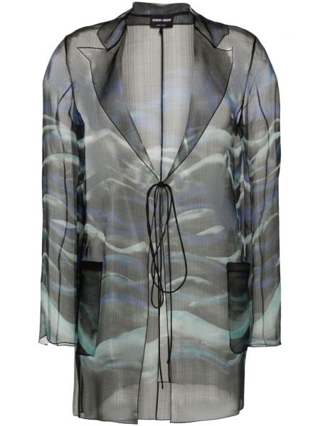 Svilena bluza s potiskom z abstraktnimi vzorci Giorgio Armani
