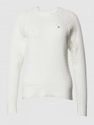 Dzianinowy sweter relaxed fit Tommy Hilfiger biały