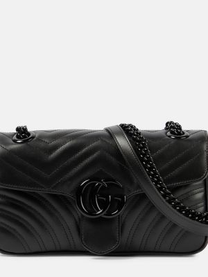 Usnjena crossbody torbica Gucci črna