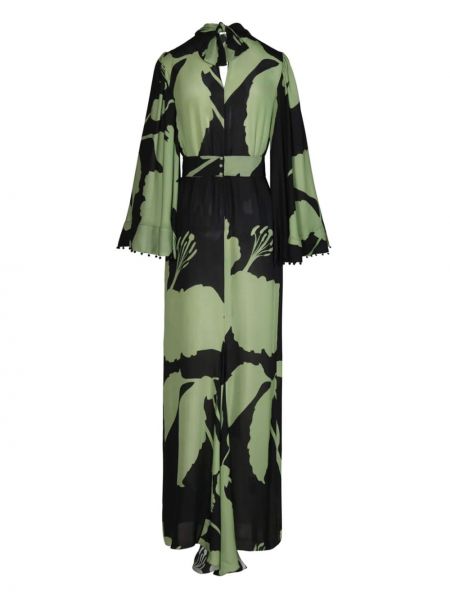 Květinové dlouhé šaty s potiskem Johanna Ortiz zelené