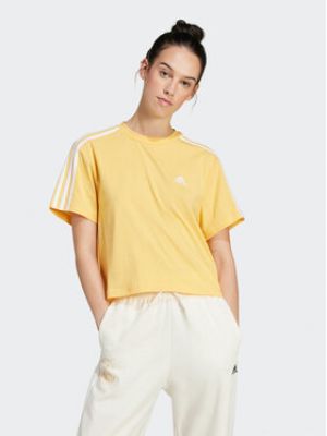 Pruhované tričko relaxed fit Adidas žluté