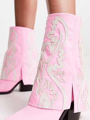 Розовые ботинки в стиле вестерн со складками Azalea Wang Annabelle