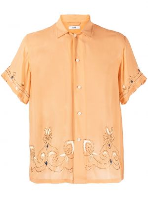 Jedwabna koszula z koralikami Bode pomarańczowa