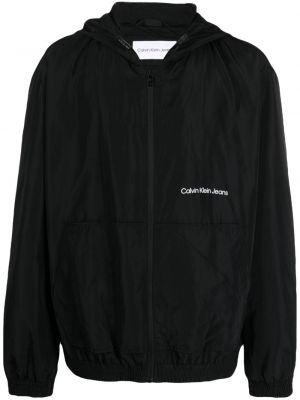 Geacă de blugi cu glugă cu imagine Calvin Klein Jeans negru