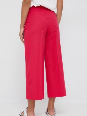 Bavlněné kalhoty s vysokým pasem Sisley růžové