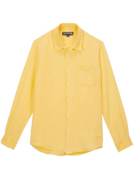 Lininė siuvinėta marškiniai Vilebrequin geltona