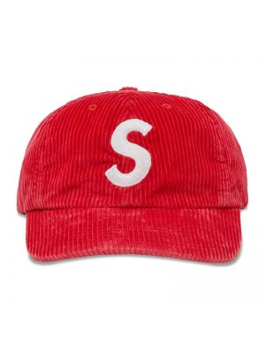 Вельветовая кепка Supreme красная