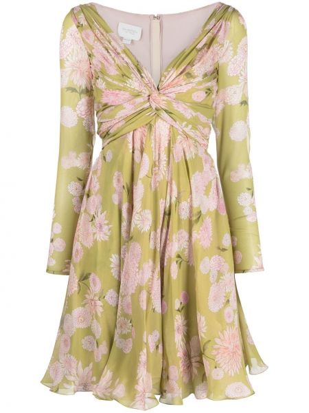 Svilena haljina s cvjetnim printom s printom Giambattista Valli zelena