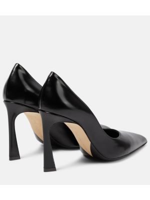 Кожени полуотворени обувки Victoria Beckham черно