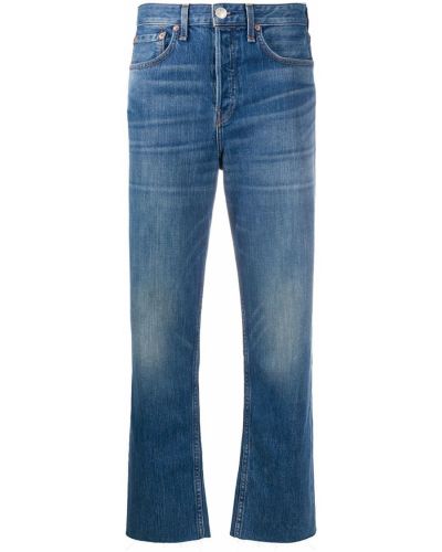 Укороченные джинсы с завышенной талией Rag & Bone/jean, синие