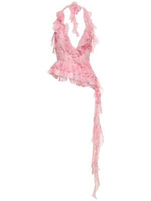 Top di seta Alessandra Rich rosa