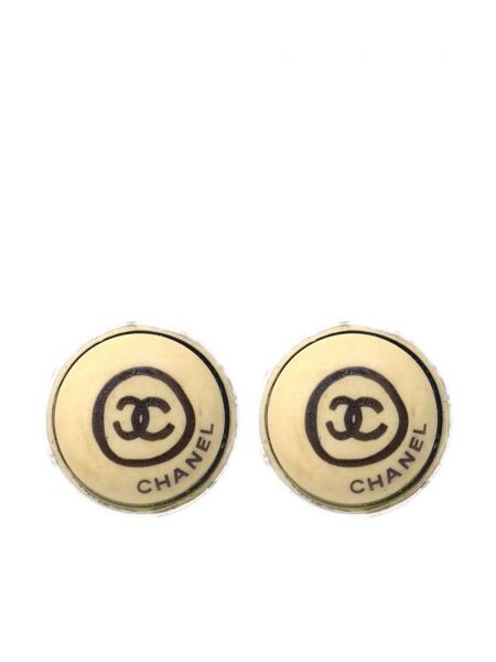 Srebrne naušnice s gumbima Chanel Pre-owned srebrena