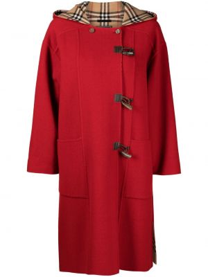 Карирано палто Burberry Pre-owned червено