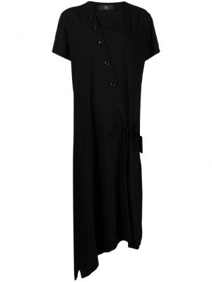 Sukienka midi na guziki z krótkim rękawem z okrągłym dekoltem Ys - сzarny