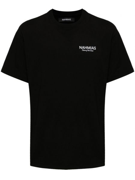 Medvilninis siuvinėtas marškinėliai Nahmias juoda