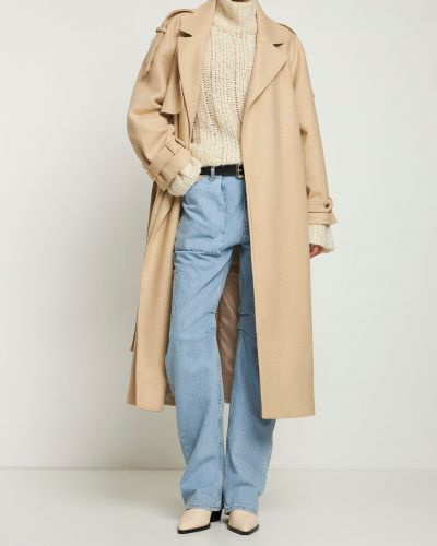 Woll trenchcoat The Frankie Shop beige
