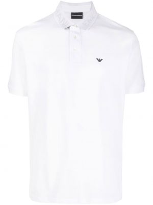Поло тениска бродирана Emporio Armani бяло
