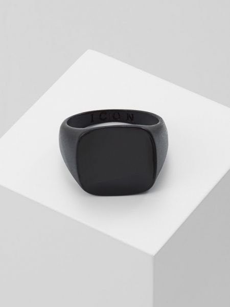 Czarny pierścionek Icon Brand