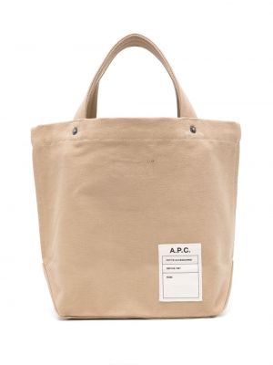 Nákupná taška s výšivkou A.p.c. hnedá