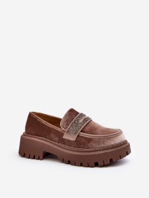 Pantofi loafer din velur Kesi maro