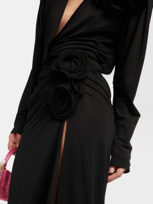 Falda larga de flores con apliques Magda Butrym negro
