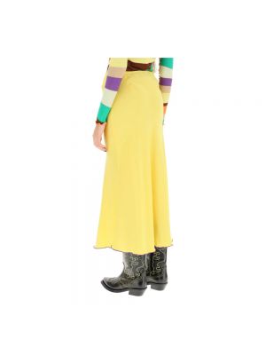 Falda midi con bordado de raso Siedres amarillo
