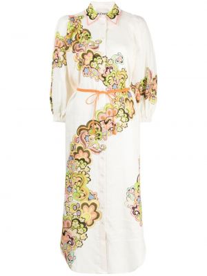 Φλοράλ κοκτέιλ φόρεμα με κουμπιά με σχέδιο Alemais μπεζ